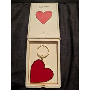 Petit Sezane Red Enamel Heart Keychain Gold Tone Paris Rue Du Bac NIB